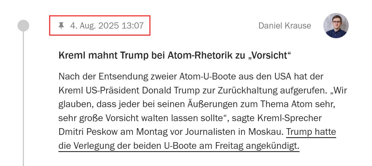 Pinned Post Feature on Tagesspiegel Live Blog