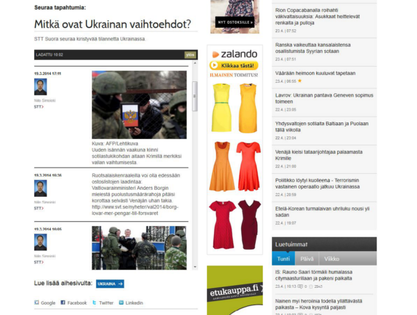 STT-Lehtikuva's Live Blog on Ukraine on the Aamulehti website.