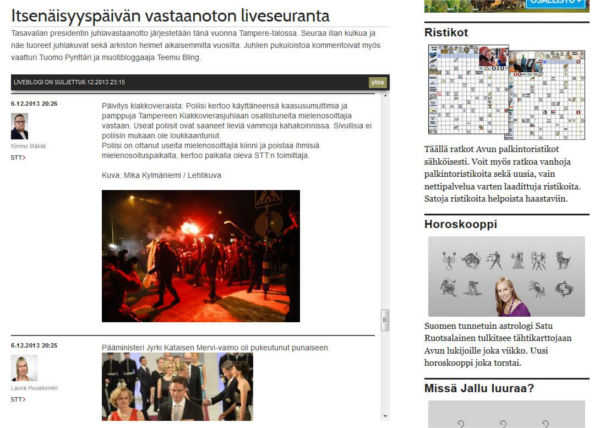 STT-Lehtikuva's Linnanjuhlat Live Blog on the Apu website.