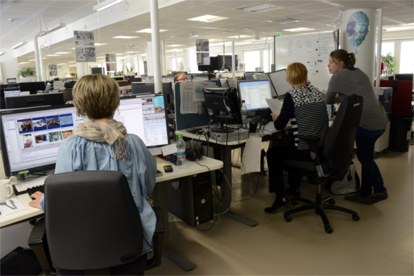 The STT-Lehtikuva newsroom. Photo Sari Gustafsson / Lehtikuva.