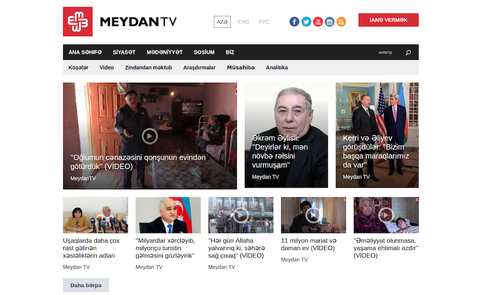 Homepage of Meydan TV